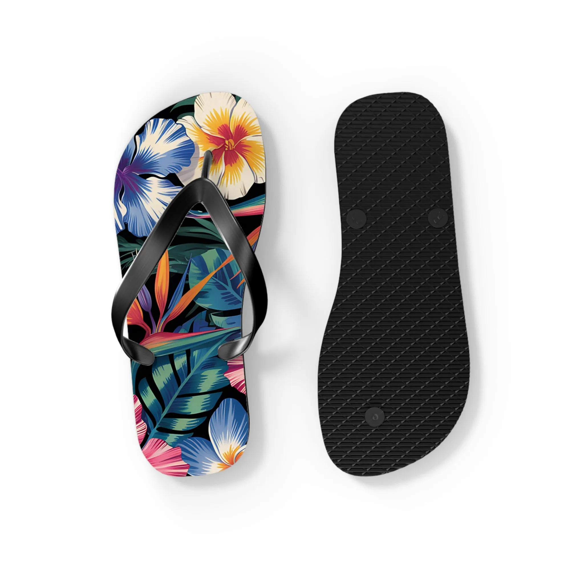 Hawaiian Floral Flip Flops - Summer Beach Footwear