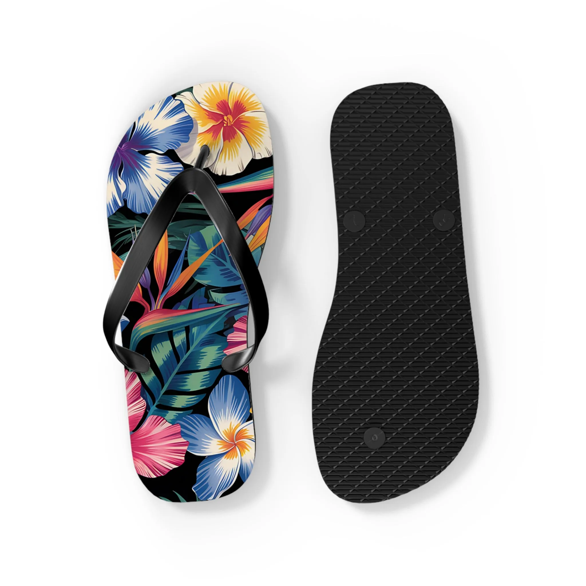 Hawaiian Floral Flip Flops - Summer Beach Footwear