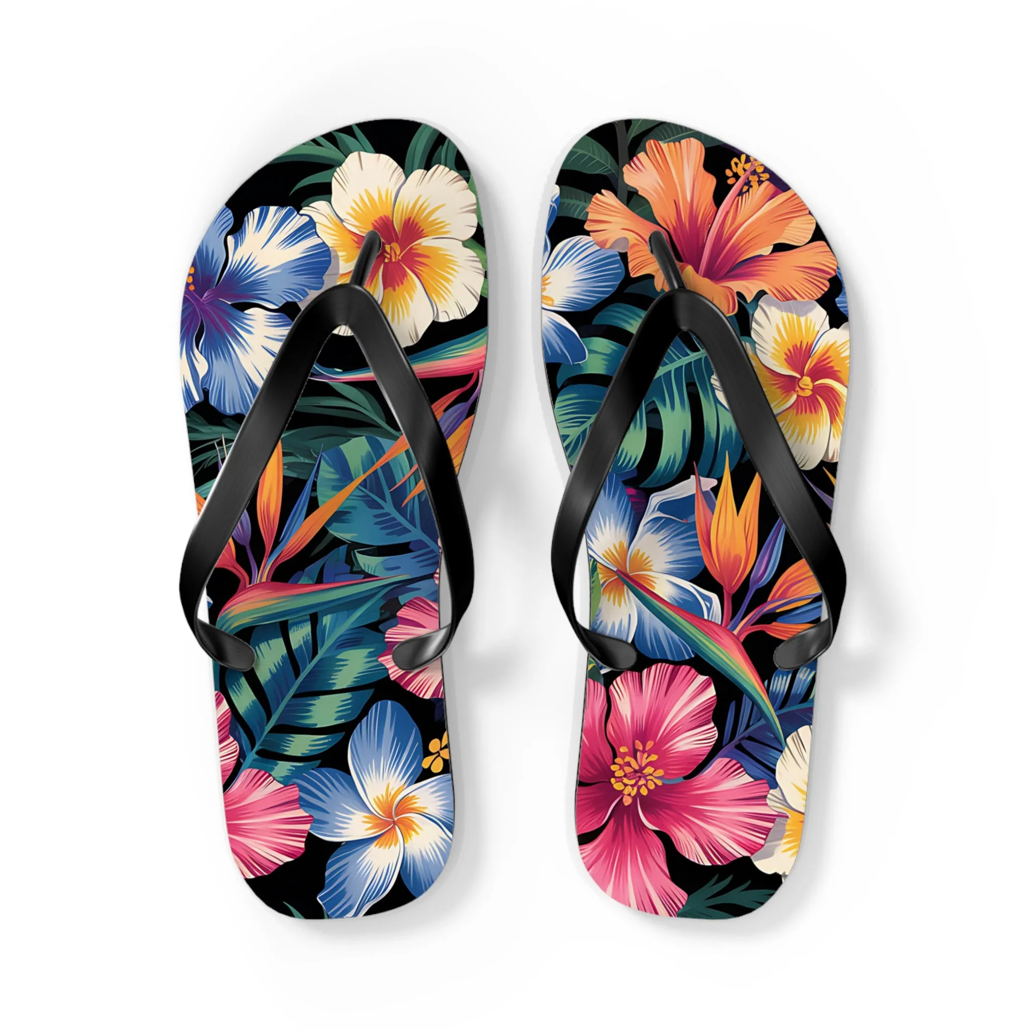 Hawaiian Floral Flip Flops - Summer Beach Footwear