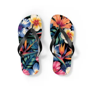 Hawaiian Floral Flip Flops - Summer Beach Footwear