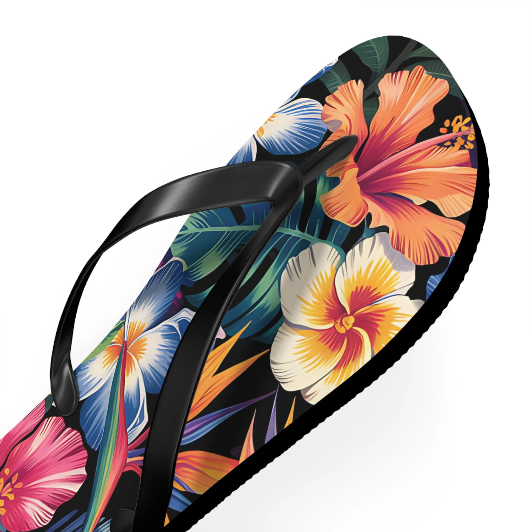 Hawaiian Floral Flip Flops - Summer Beach Footwear