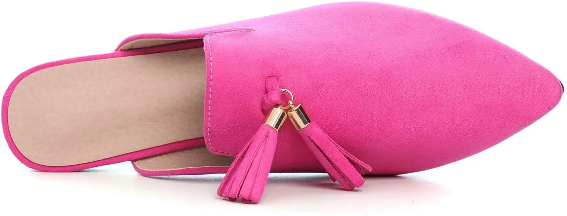 Hee grand Women's Mules Bowknot Suede Comfortable Slip On Flats Closed Pointed Toe Backless Loafers Mules for Women