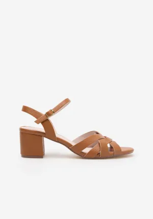 Heeled Strappy Sandal - Medium Brown