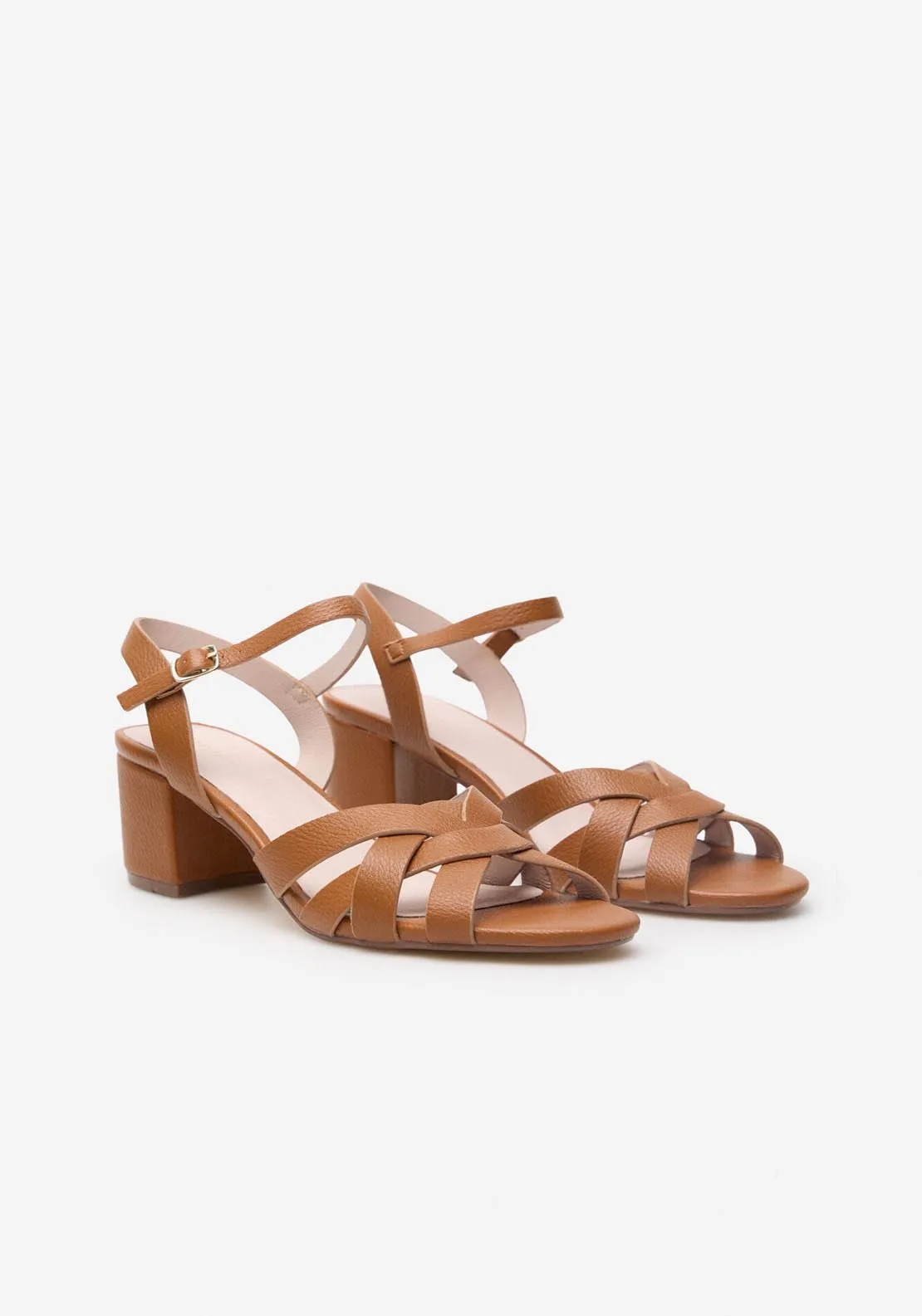 Heeled Strappy Sandal - Medium Brown