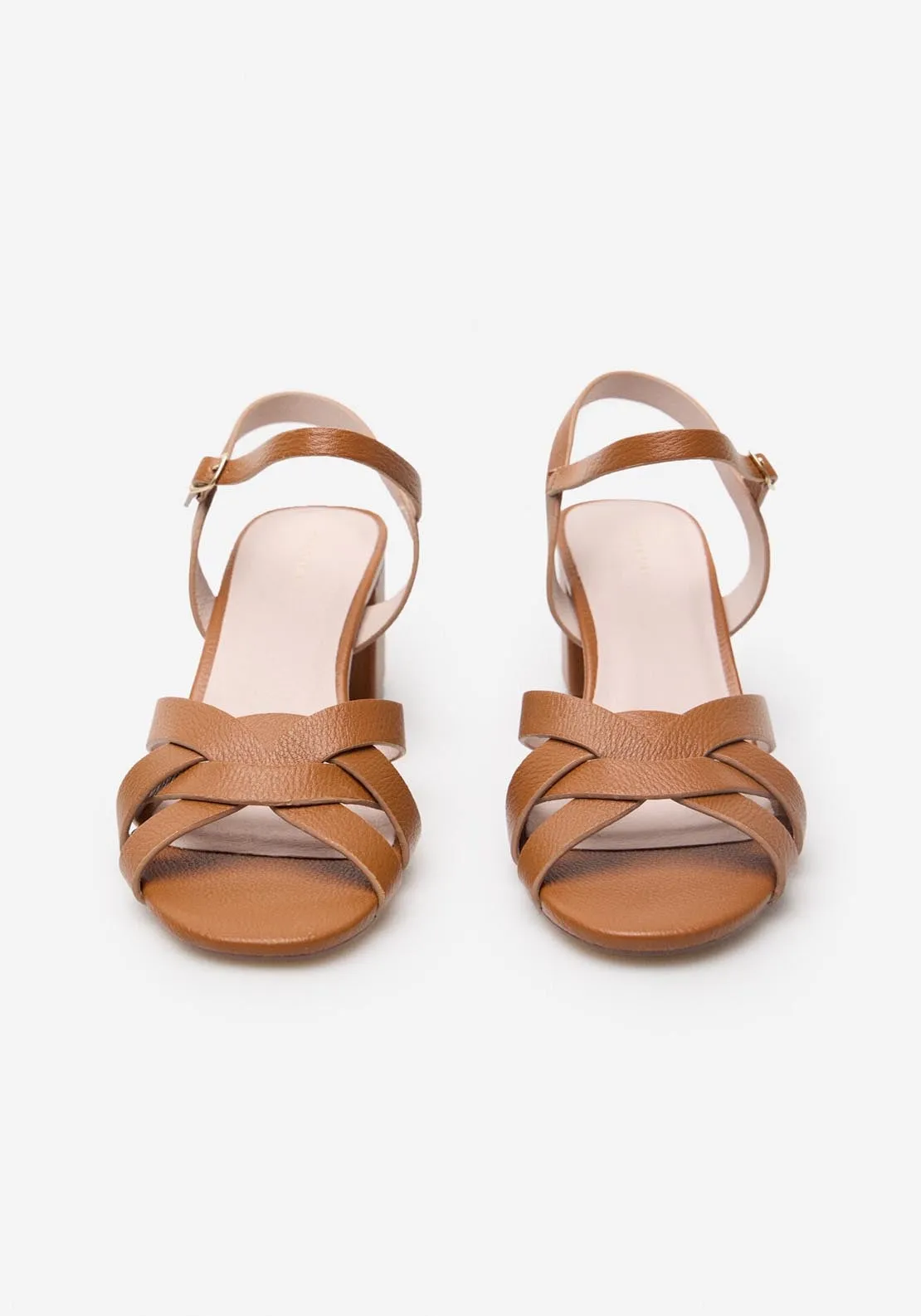 Heeled Strappy Sandal - Medium Brown