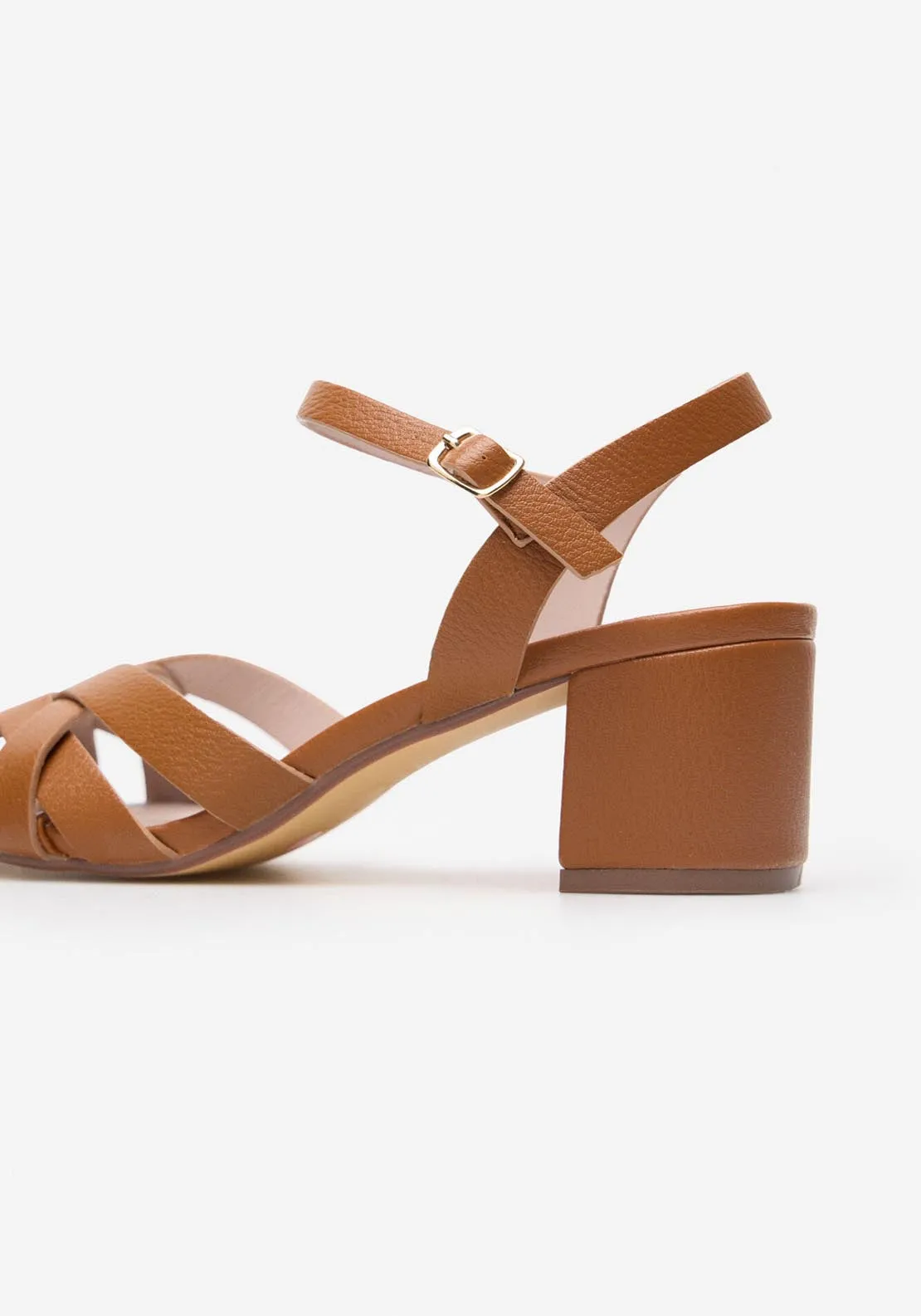 Heeled Strappy Sandal - Medium Brown