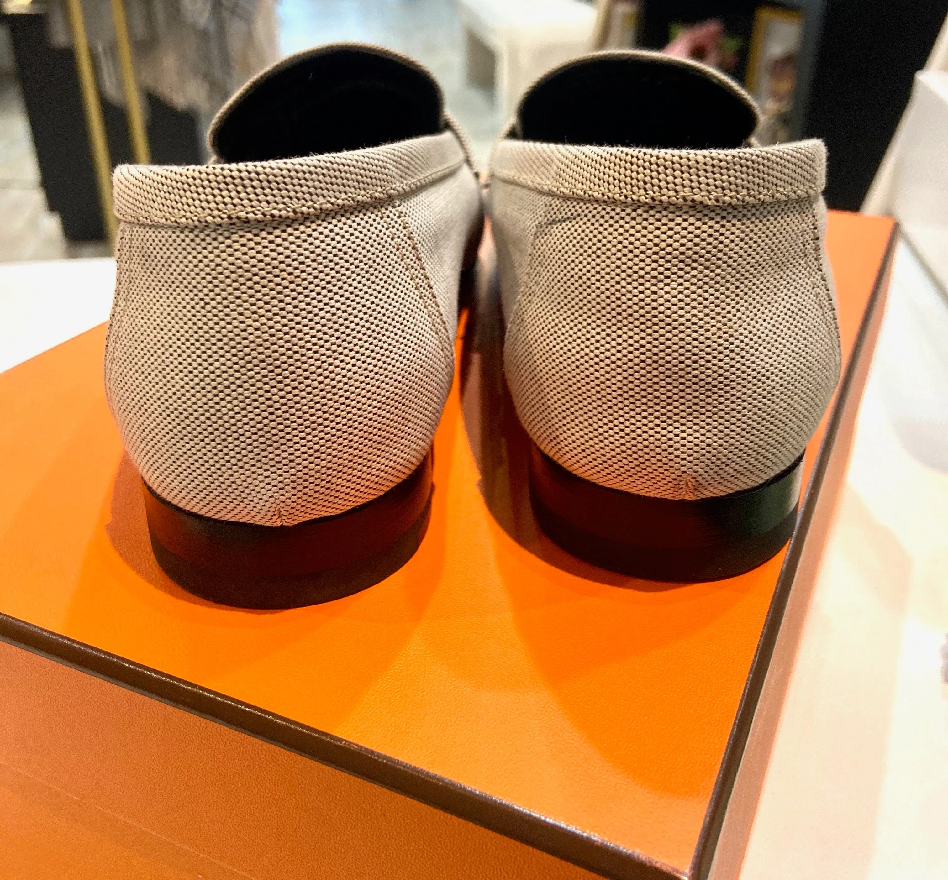 HERMÈS PARIS CANVAS H MOCASSINS LOAFERS