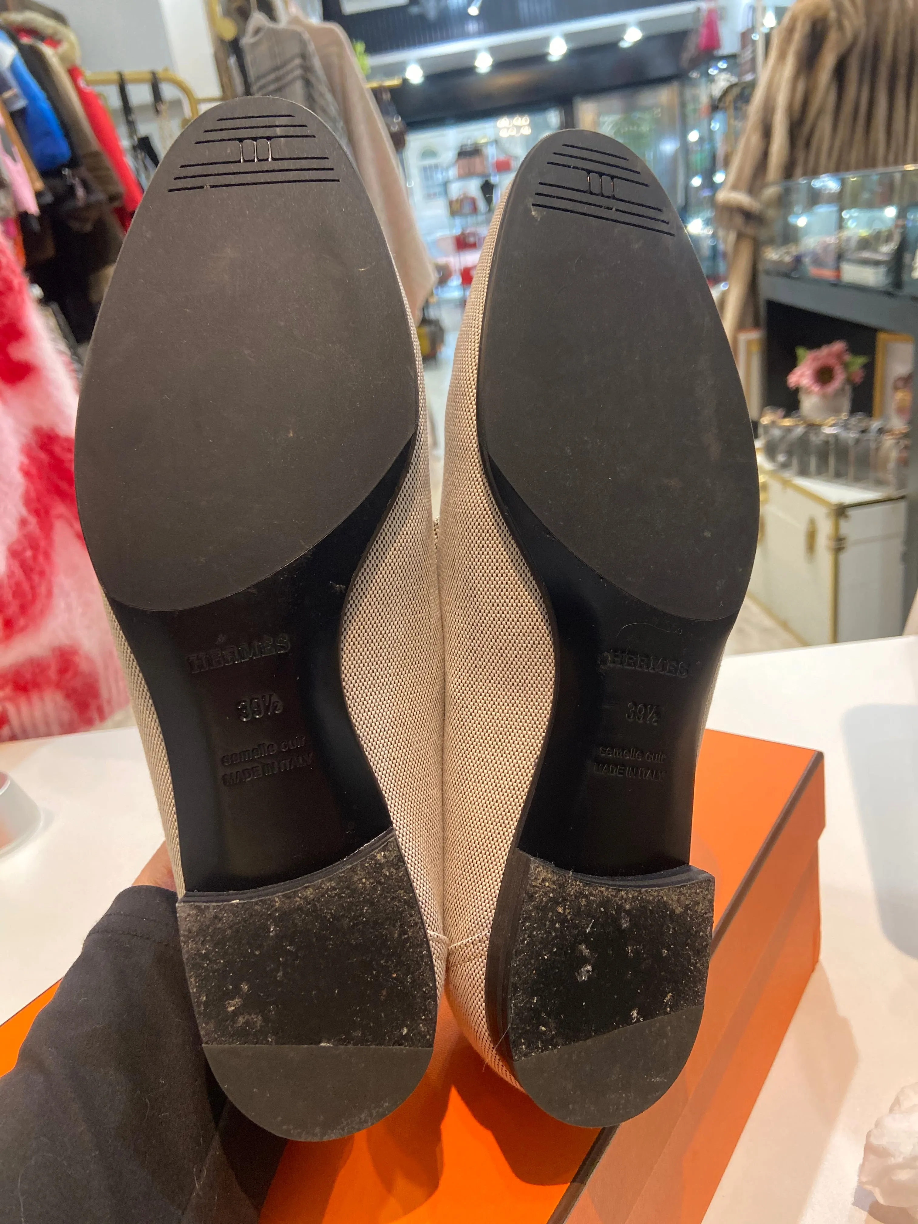 HERMÈS PARIS CANVAS H MOCASSINS LOAFERS