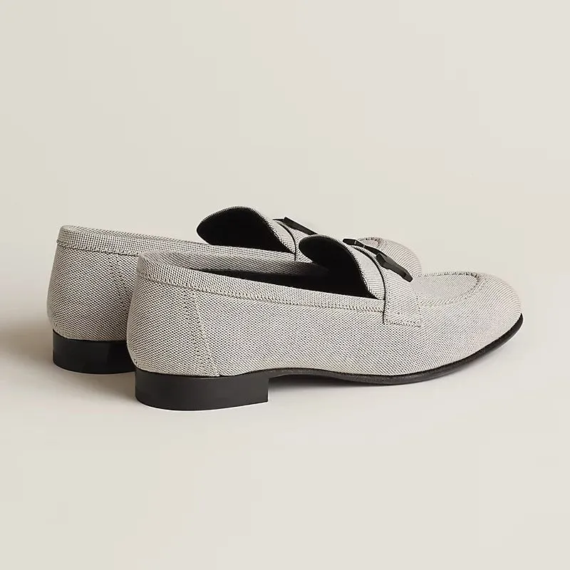 HERMÈS PARIS CANVAS H MOCASSINS LOAFERS