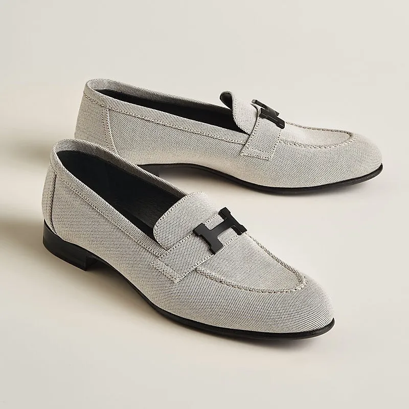 HERMÈS PARIS CANVAS H MOCASSINS LOAFERS