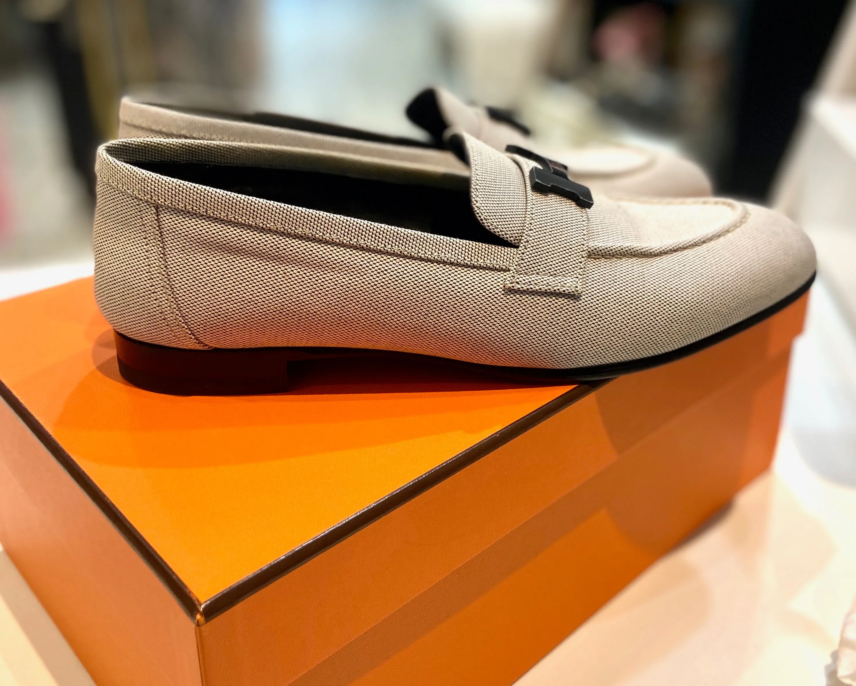 HERMÈS PARIS CANVAS H MOCASSINS LOAFERS