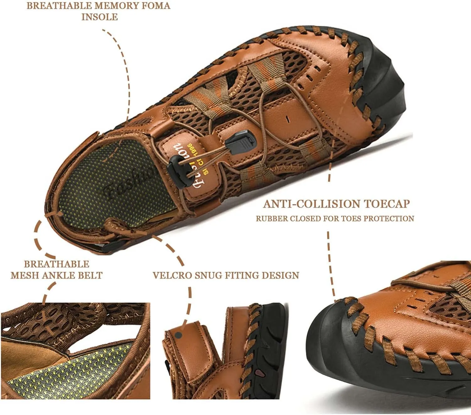 HESBITEUL Mens Sport Sandals Outdoor: Non-Slip MD Slide for Trail Hiking