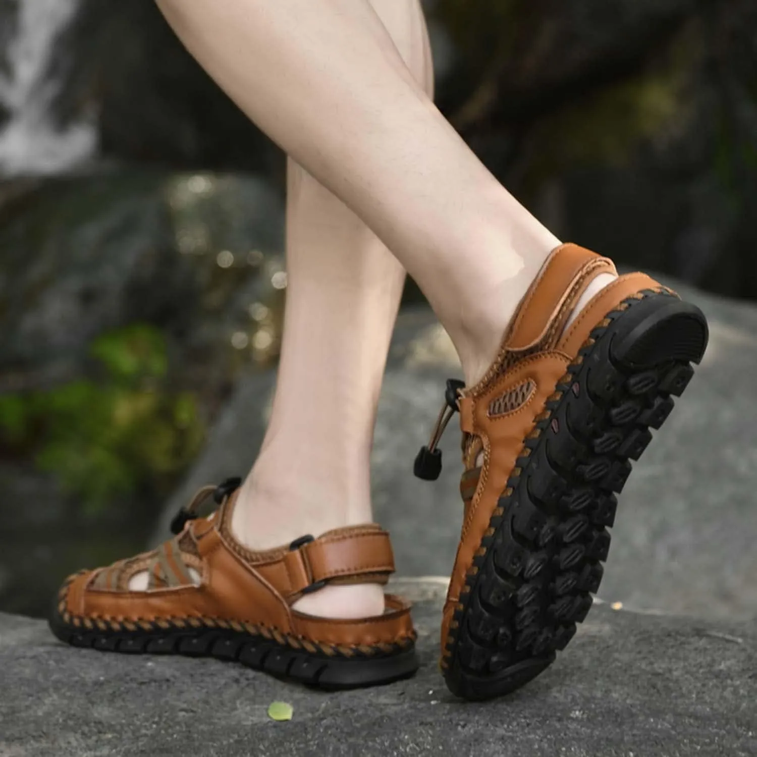 HESBITEUL Mens Sport Sandals Outdoor: Non-Slip MD Slide for Trail Hiking
