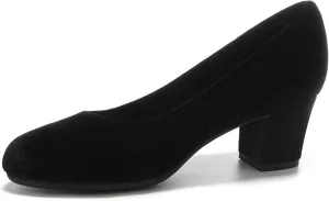 HHTCAL 2 inch Low Block Heel Pumps for Women Round Closed Toe Chunky Heels Comfortable Dress Shoes Office Work Formal