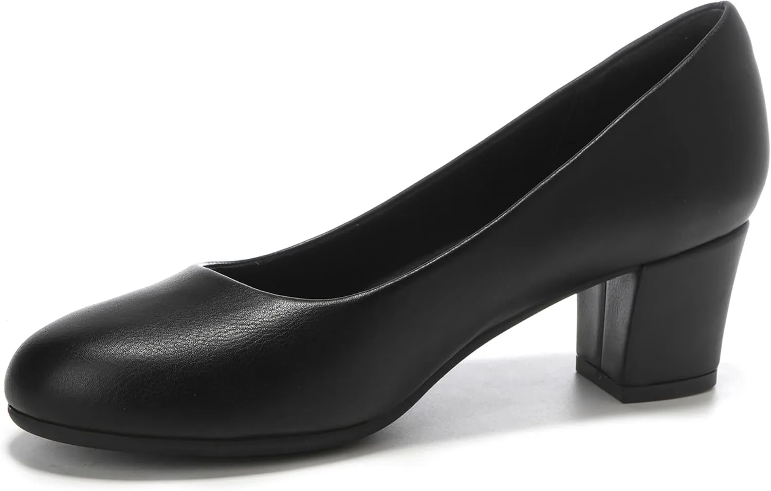 HHTCAL 2 inch Low Block Heel Pumps for Women Round Closed Toe Chunky Heels Comfortable Dress Shoes Office Work Formal