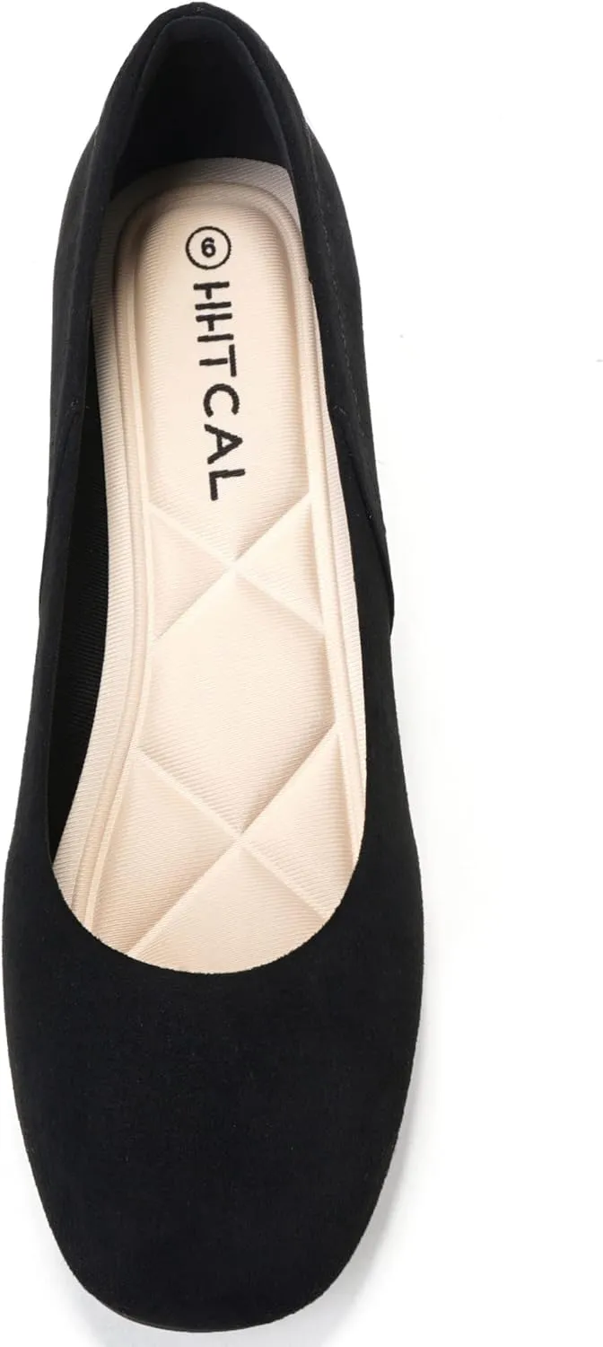 HHTCAL Low Block Heel Pumps for Women 2 inch Comfortable Round Closed Toe Chunky Heeled Office Work Dress Shoes Business Formal