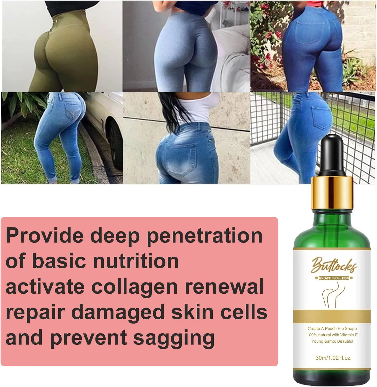 Hip Lift Up Essential Oil, Butt Firming Enhancement Essential Oil for Women, Butt Cellulite Removal (5pcs)
