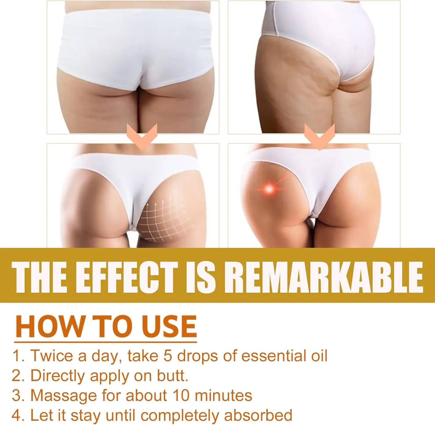 Hip Lift Up Essential Oil, Butt Firming Enhancement Essential Oil for Women, Butt Cellulite Removal (5pcs)