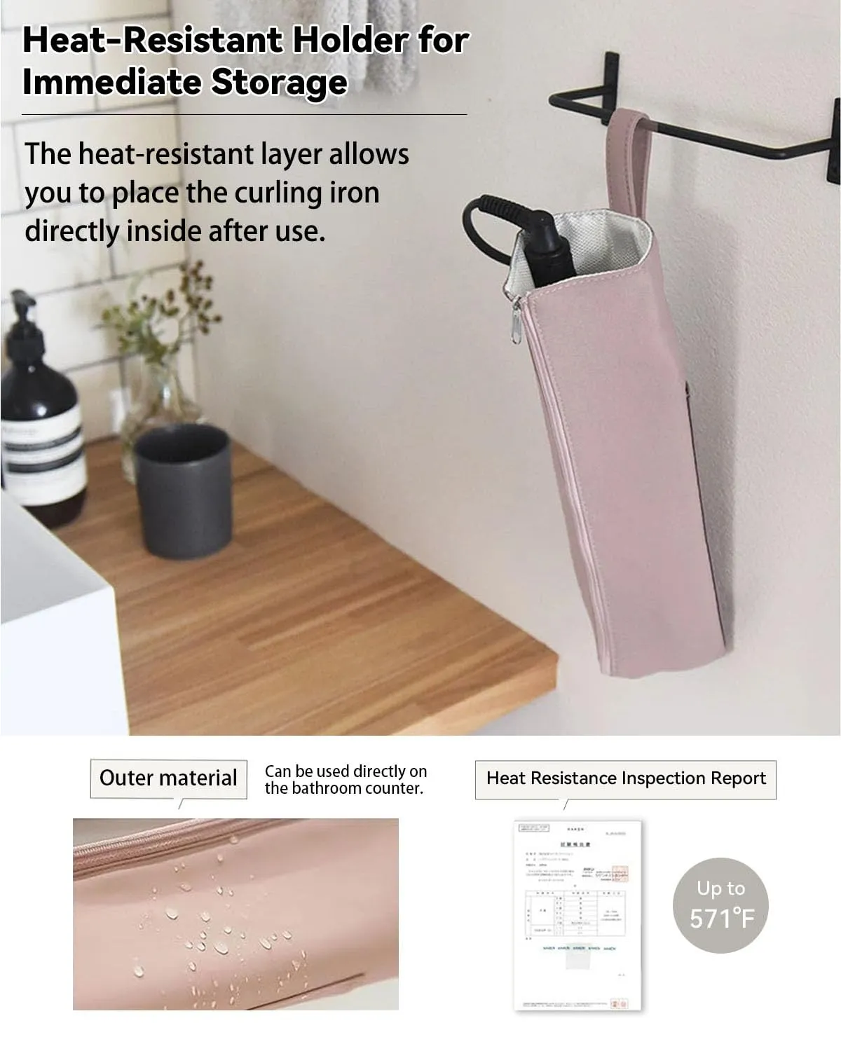Hot Iron Holder & Mat, Heat Resistant Travel Bag for Curling Iron, Flat Iron - Hair Tool Organizer for Home, Travel