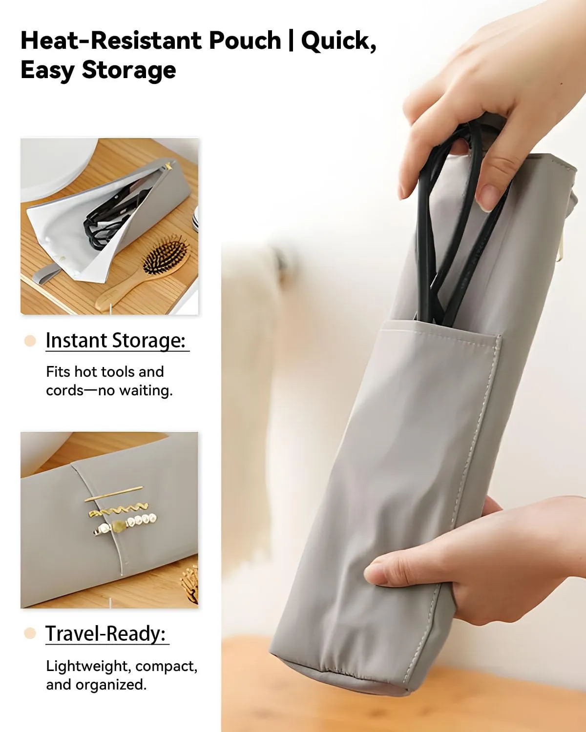 Hot Iron Holder & Mat, Heat Resistant Travel Bag for Curling Iron, Flat Iron - Hair Tool Organizer for Home, Travel