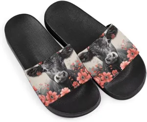 Howilath Women's Casual Single Band Flat Slippers, Novelty Patten Open Toe Slides Sandal Comfortable Soft Sole House Slippers