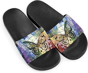 Howilath Women's Casual Slide Sandals, Cartoon Animals Print Comfortable Soft Sole Non-Slip Open Toe EVA Flat Sandals