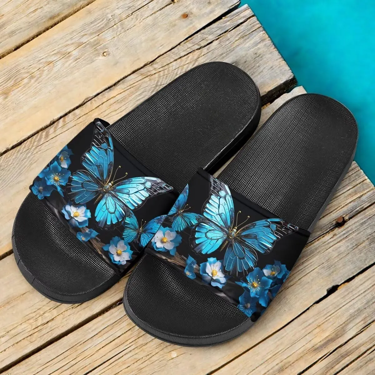 Howilath Women's Casual Slide Sandals, Cartoon Animals Print Comfortable Soft Sole Non-Slip Open Toe EVA Flat Sandals