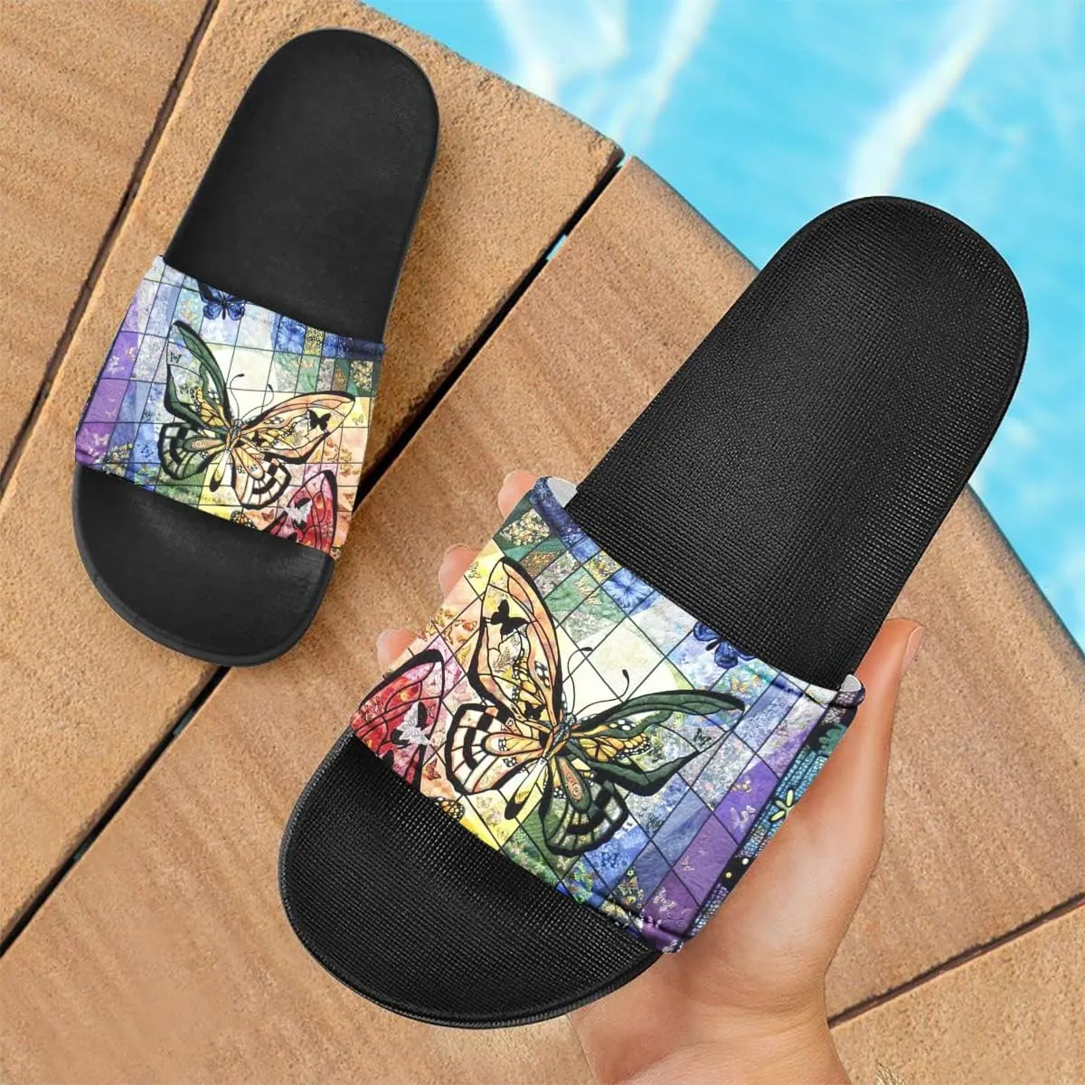 Howilath Women's Casual Slide Sandals, Cartoon Animals Print Comfortable Soft Sole Non-Slip Open Toe EVA Flat Sandals