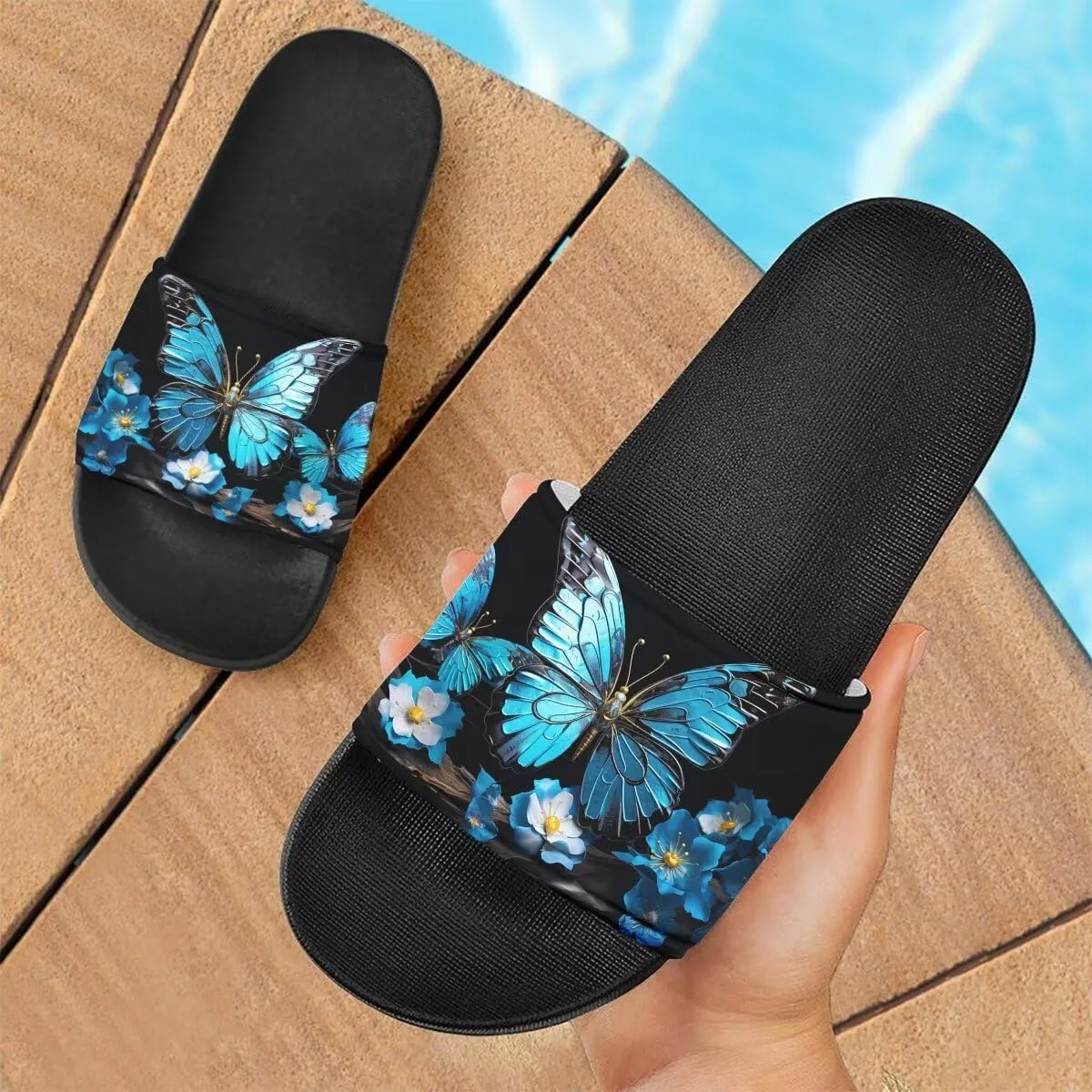Howilath Women's Casual Slide Sandals, Cartoon Animals Print Comfortable Soft Sole Non-Slip Open Toe EVA Flat Sandals