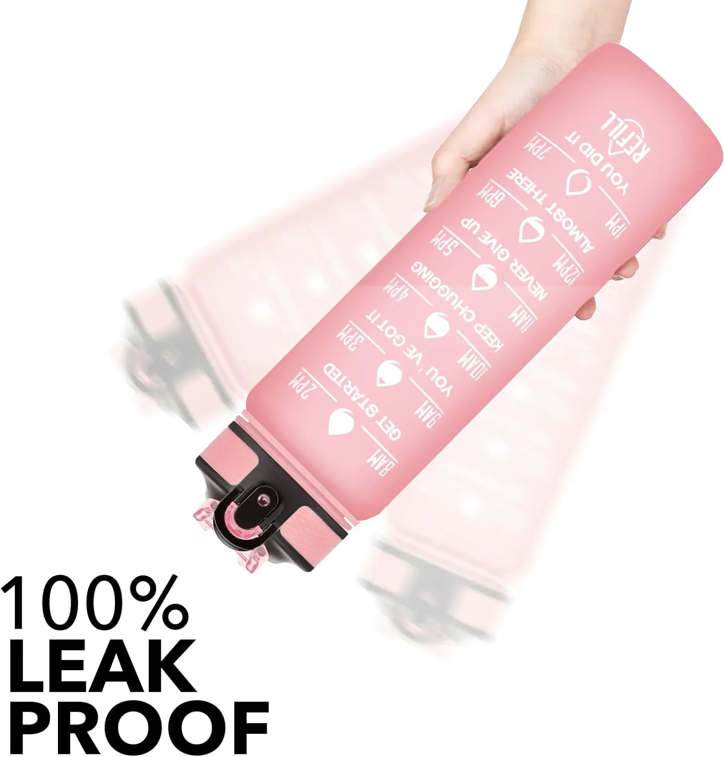 Hyeta 32 oz Water Bottles with Times to Drink and Straw, Motivational Water Bottle with Time Marker, Leakproof, Drinking Sports Water Bottle for Fitness, Gym and Outdoor