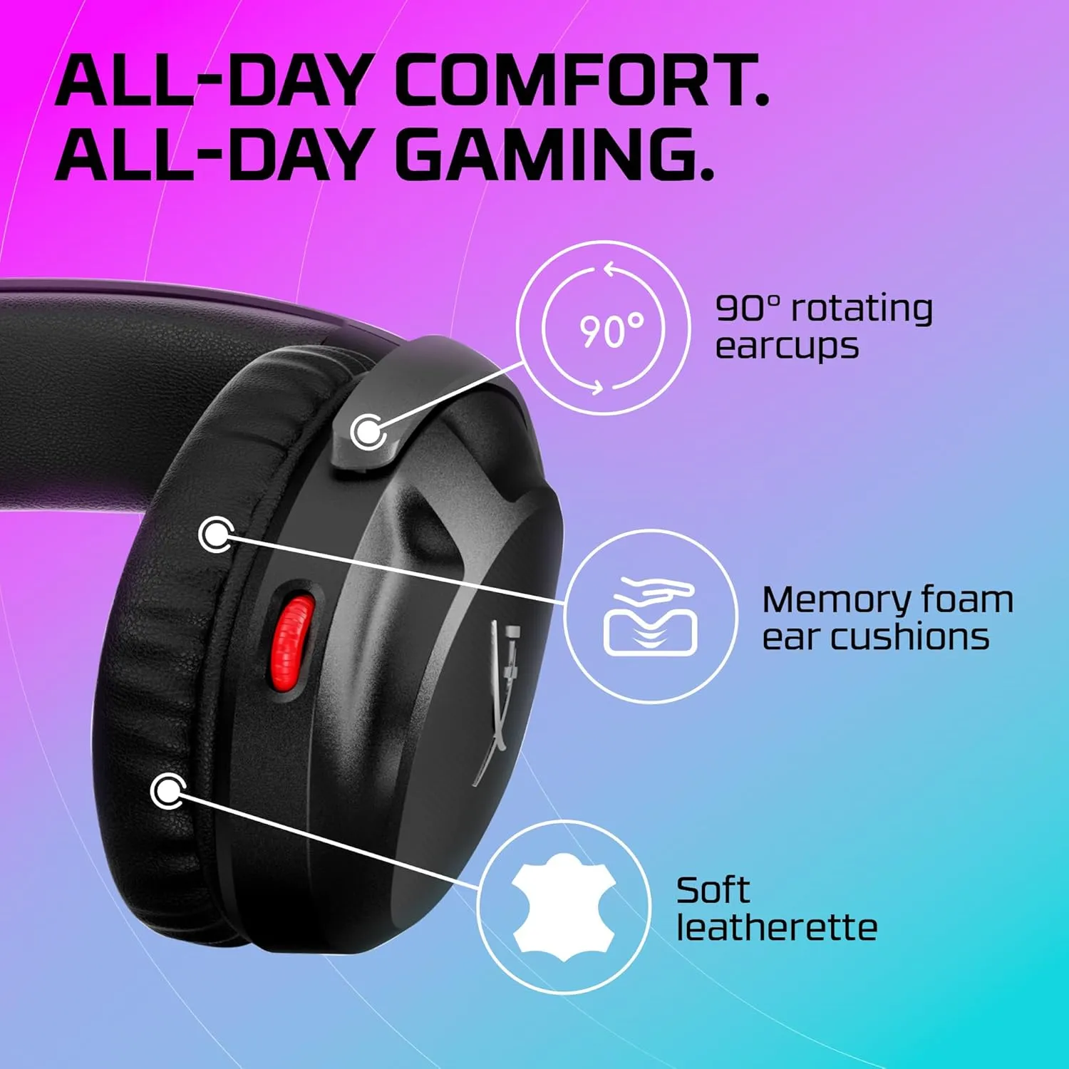 HyperX Cloud Stinger 2 – Gaming Headset, DTS Headphone:X Spatial Audio, Lightweight Over-Ear Headset with mic, Swivel-to-Mute Function, 50mm Drivers, PC Compatible, Black