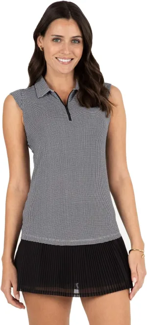 IBKUL Athleisure Wear Sun Protective UPF50  Icefil Cooling Tech Mini Check Sleeveless Polo – 14754