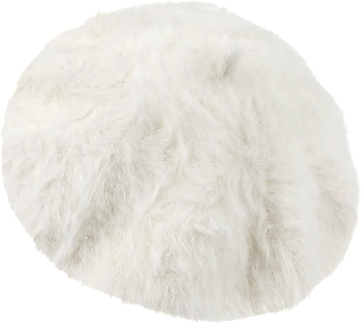 ililily Solid Color Angora French Beret Furry Artist Flat Winter Hat