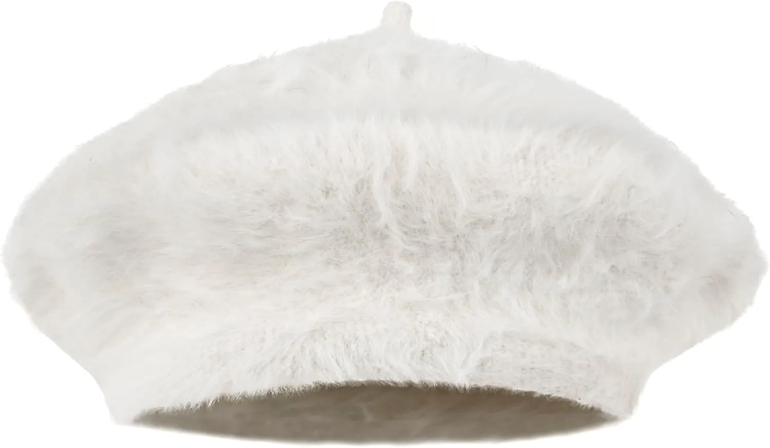 ililily Solid Color Angora French Beret Furry Artist Flat Winter Hat