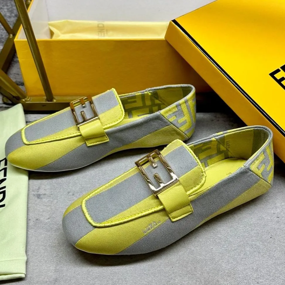 IN Competitive GREY LOAFERS CANVAS BAGUETTE FENDI Versatile collection FENDI GOLD LEMON HARDWARE MIX YELLOW
