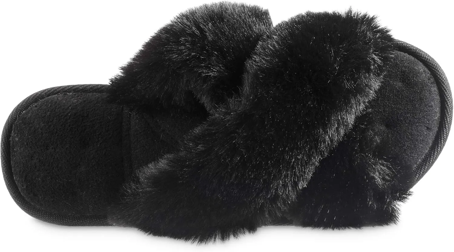 isotoner Women's Fuzzy Slipper, Cozy Open Toe Flip-Flop with a Furry Cross Band and Plush Fluffy Terry Cushion