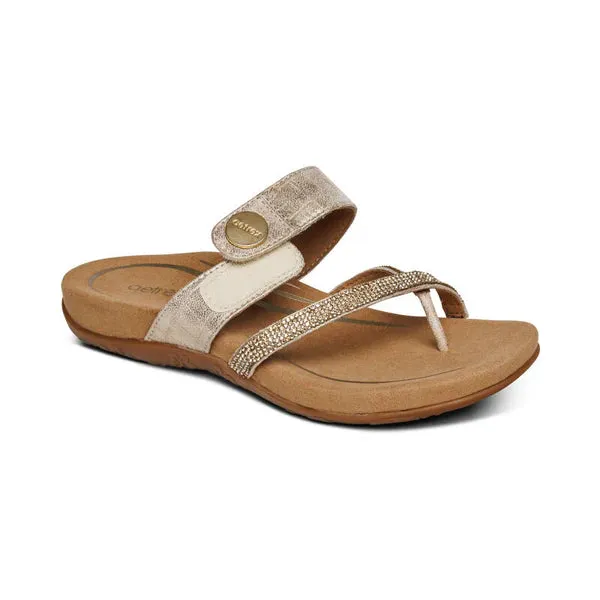Izzy Adjustable Slide Sandal- Gold