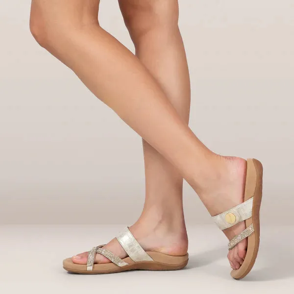 Izzy Adjustable Slide Sandal- Gold