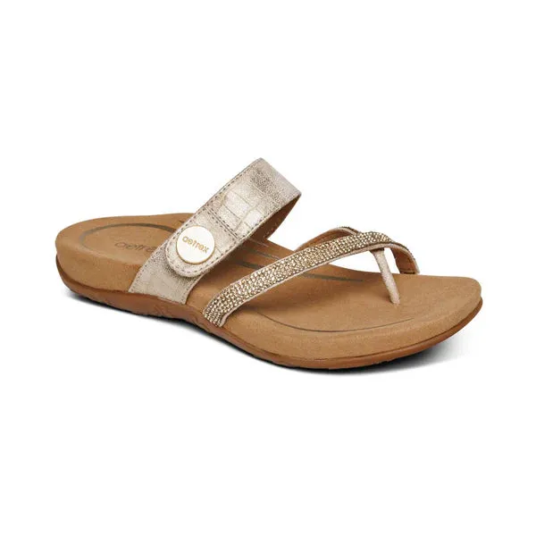 Izzy Adjustable Slide Sandal- Gold