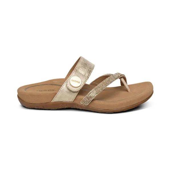 Izzy Adjustable Slide Sandal- Gold