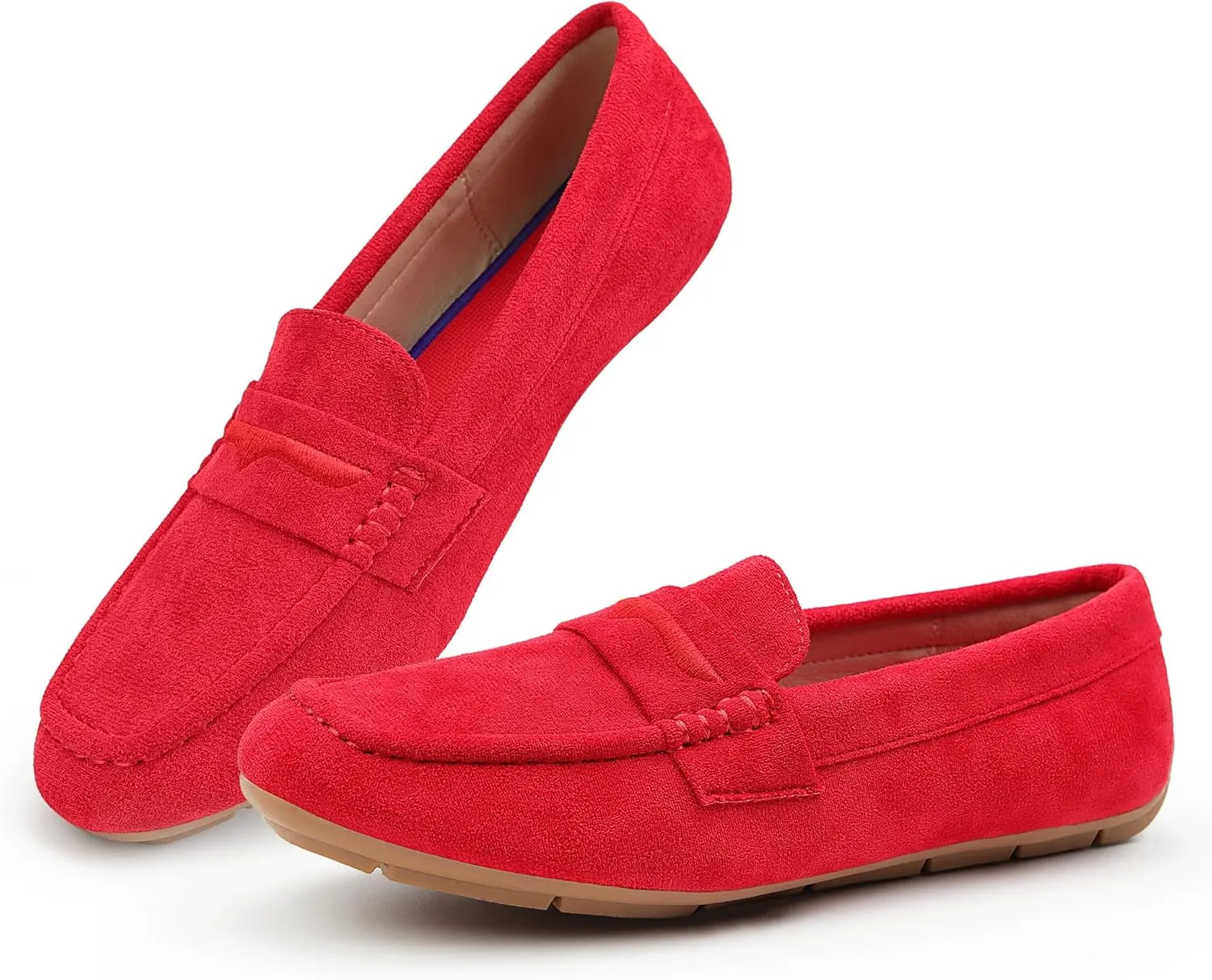 JBB Suede Drving Loafers for Women Comfortable Dressy Slip on Moccasins Penny Shoes