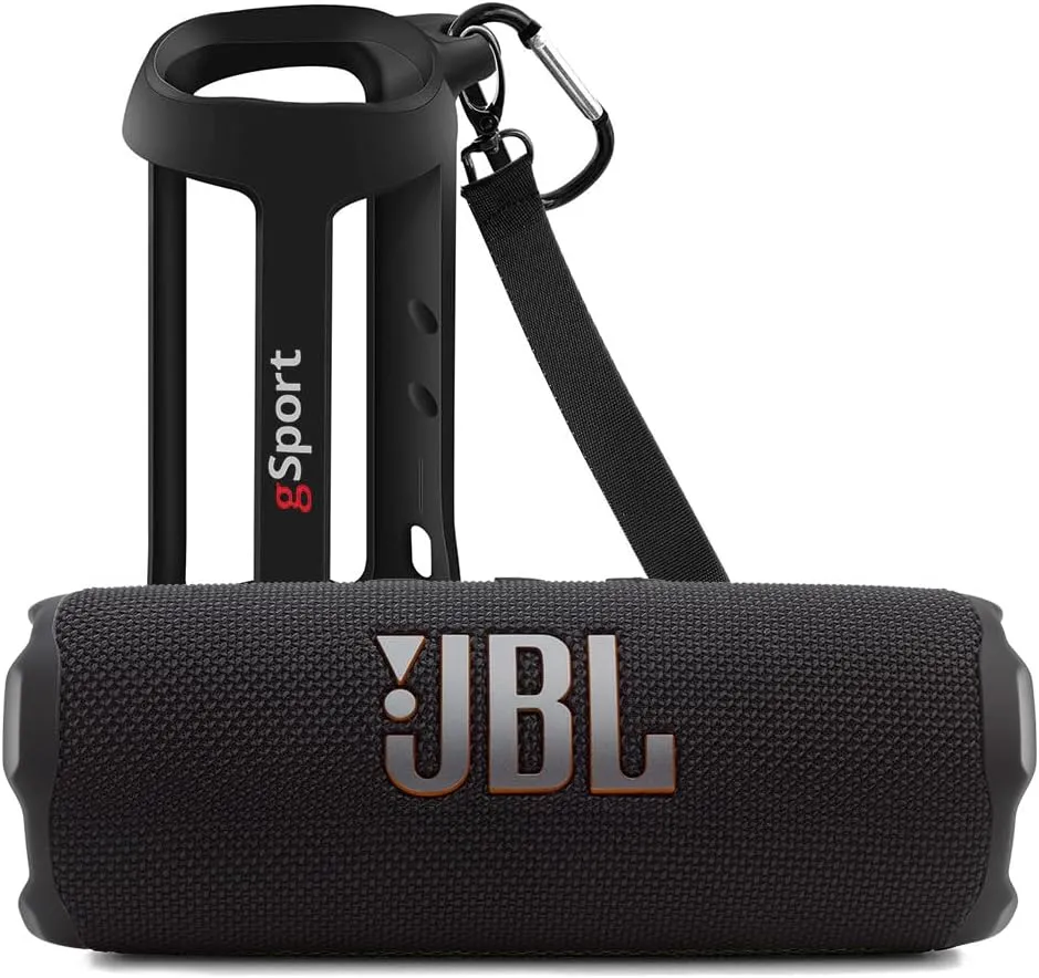 JBL FLIP 7 Waterproof Portable Speaker Bundle with gSport Silicone Sleeve (Black)