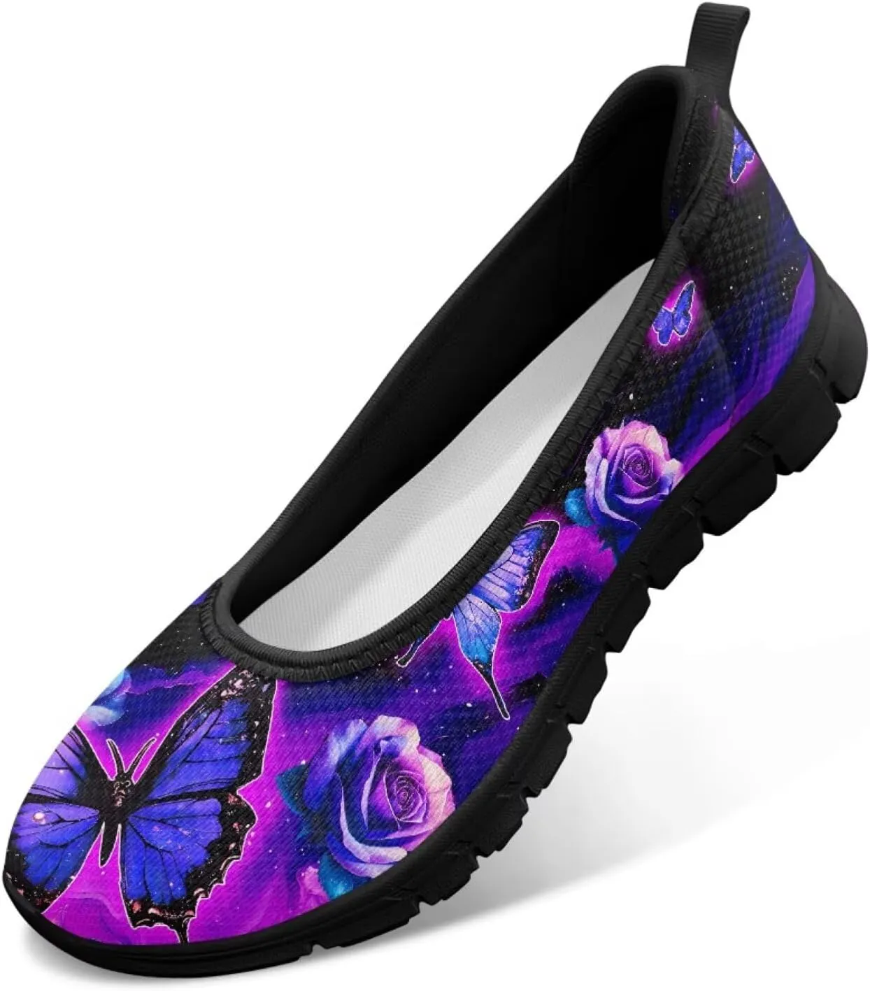 Jeiento Butterfly Shoes for Women Casual Slip-On Loafers Mesh Breathable Road Running Shoes Adult Sneakers