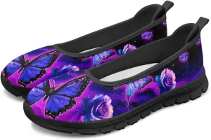 Jeiento Butterfly Shoes for Women Casual Slip-On Loafers Mesh Breathable Road Running Shoes Adult Sneakers