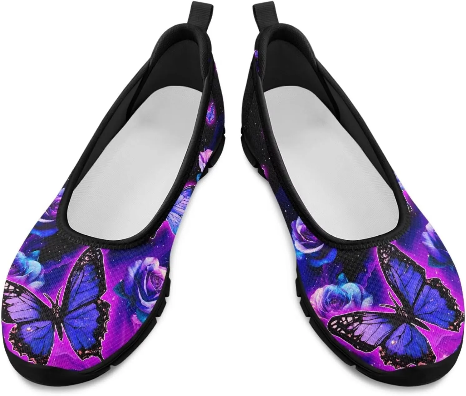 Jeiento Butterfly Shoes for Women Casual Slip-On Loafers Mesh Breathable Road Running Shoes Adult Sneakers