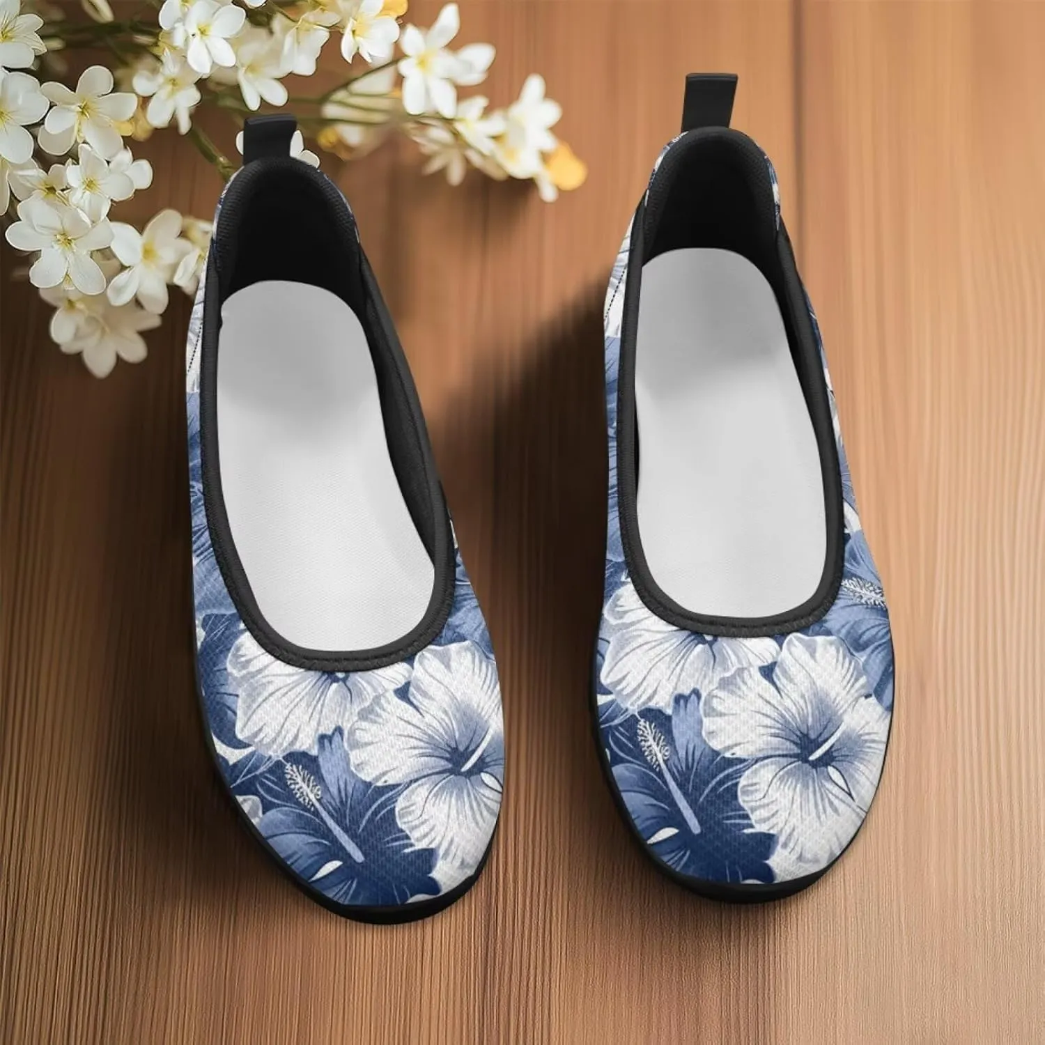Jeiento Women's Casual Flower Sneaker Lady Slip On Loafers Business Work Flats Sport Running Jogging Footwear