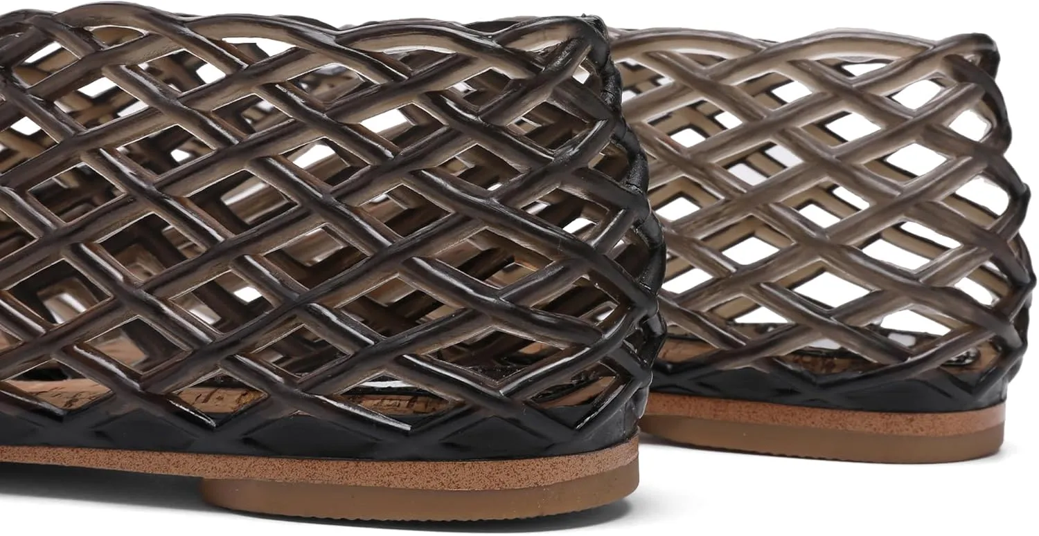 Jelly Mesh Ballet Flats - Comfortable Clear Jelly Shoes, Adult Women's Closed Toe Flats Sandals