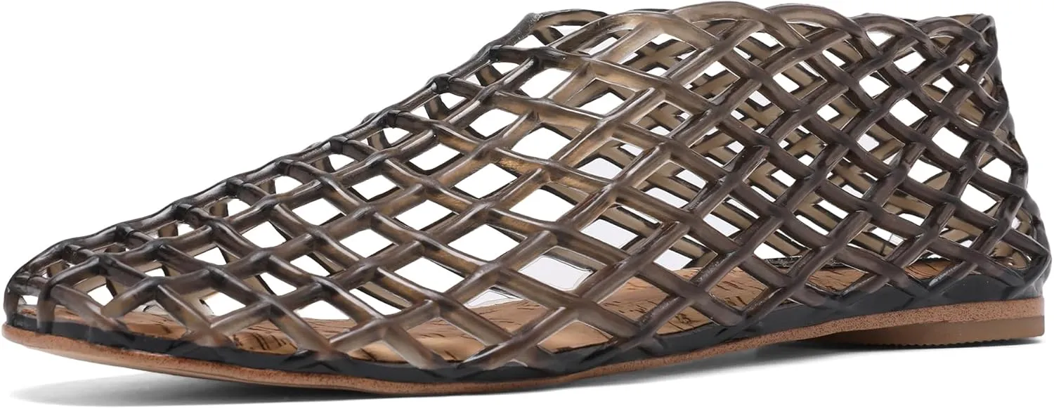 Jelly Mesh Ballet Flats - Comfortable Clear Jelly Shoes, Adult Women's Closed Toe Flats Sandals