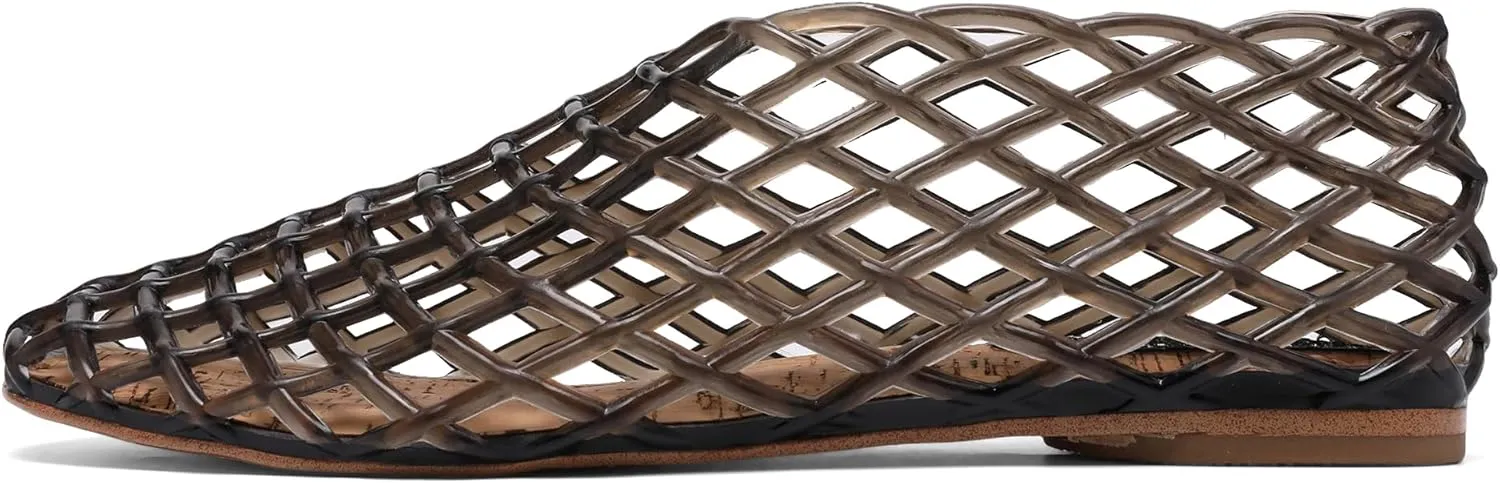Jelly Mesh Ballet Flats - Comfortable Clear Jelly Shoes, Adult Women's Closed Toe Flats Sandals