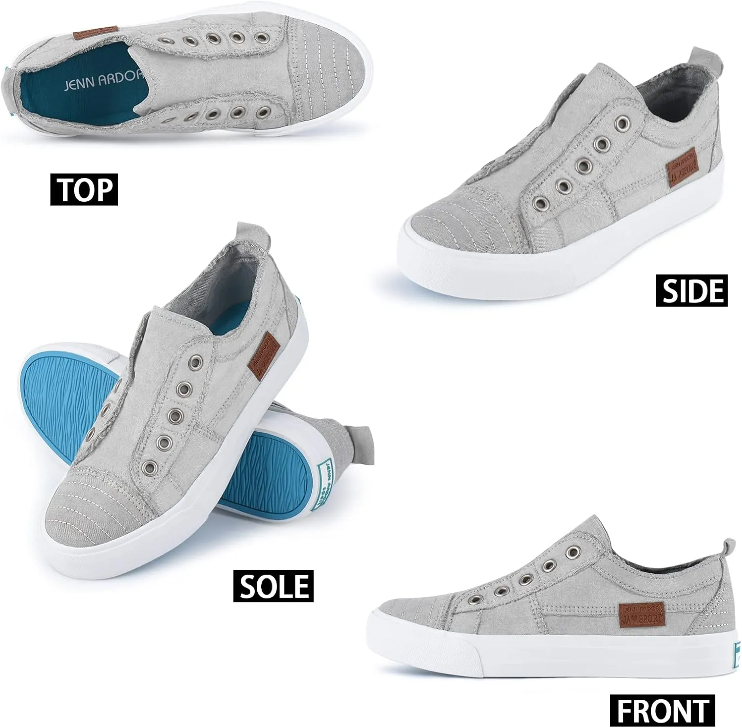 JENN ARDOR Womens Fall Slip On Fashion Sneakers No Laces Comfortable Casual Low Canvas Sneakers Flats Walking Shoes